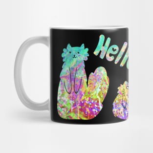 "Hello" Kitties Pastel Grunge Mug